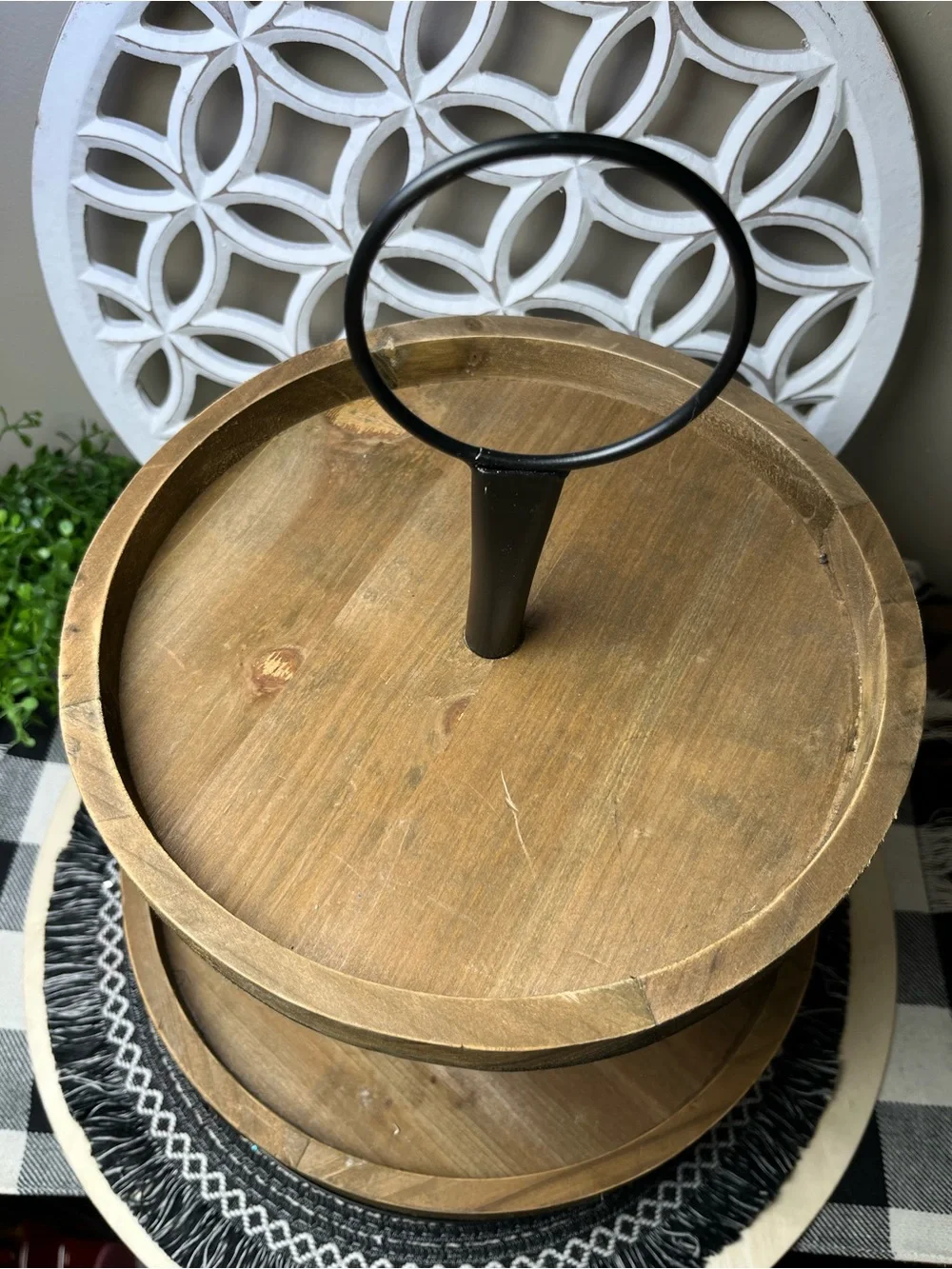 Modern Farmhouse Tiered Wood Tray